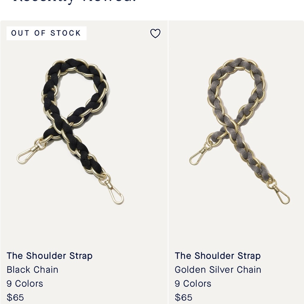 Rothy’s The Shoulder Strap in Black Chain, NWOT